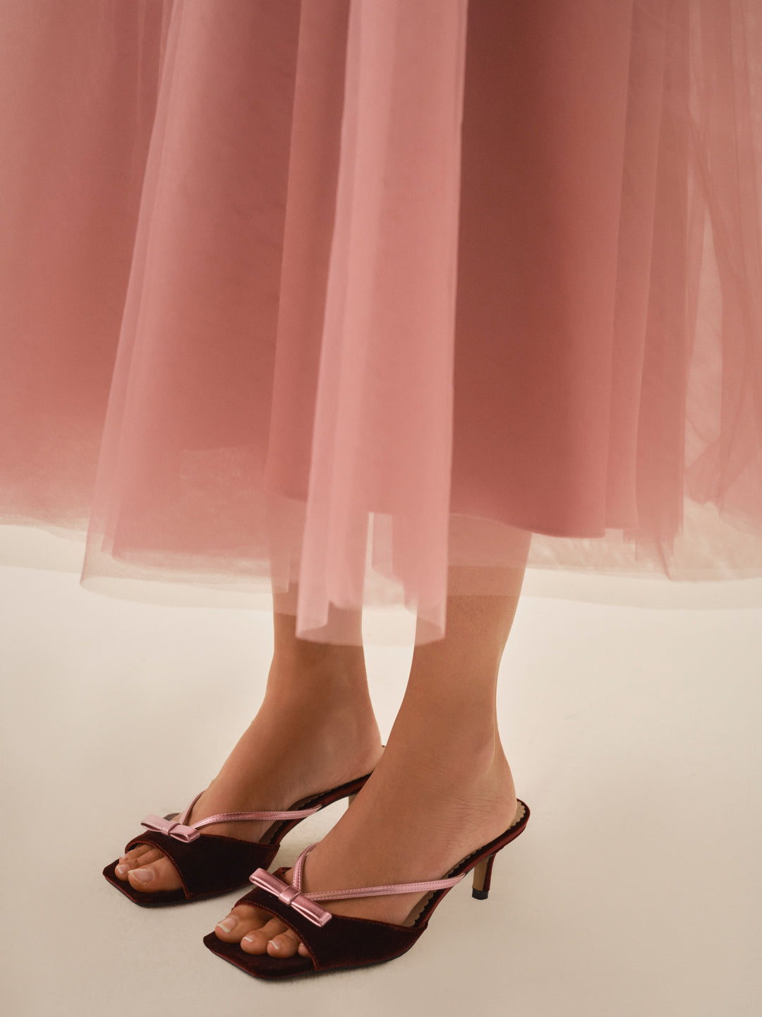 For Love and Lemons Grace Mule Heel - Burgundy