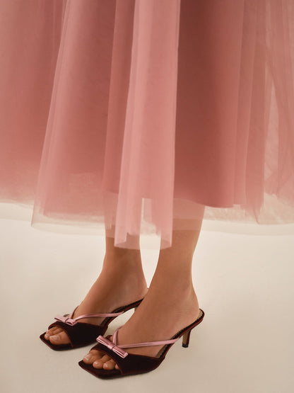 For Love and Lemons Grace Mule Heel - Burgundy