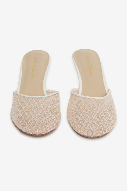 For Love and Lemons Claudia Lace Heel - White
