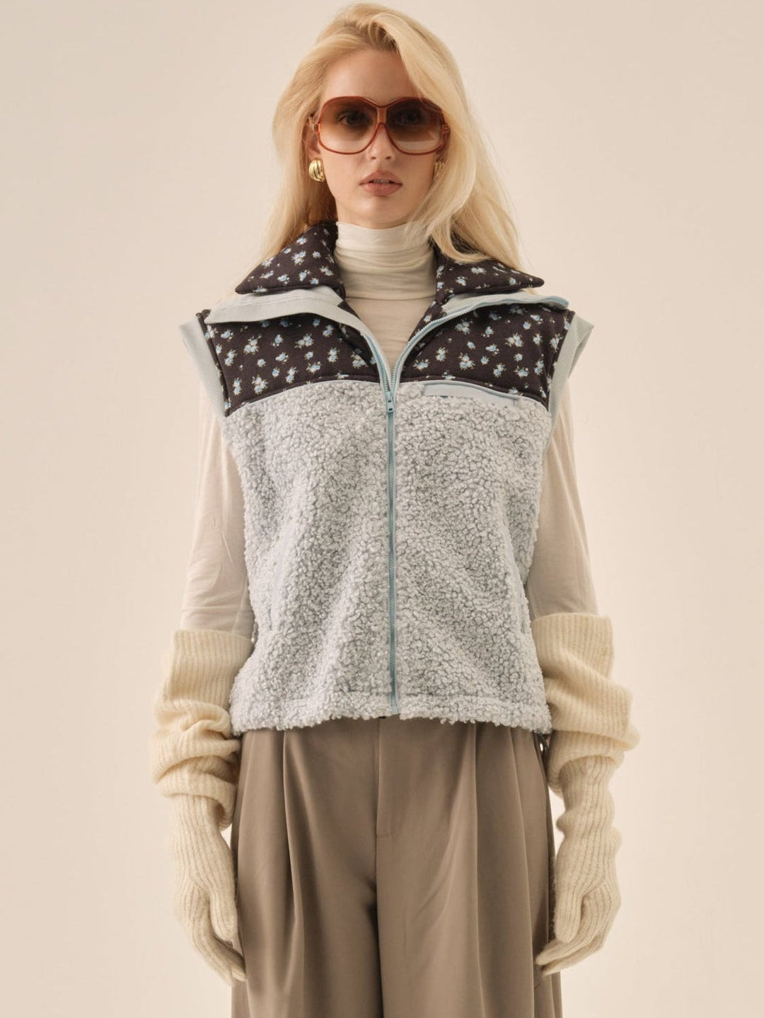 For Love and Lemons Slouchy Rib Knit Gloves - Cream