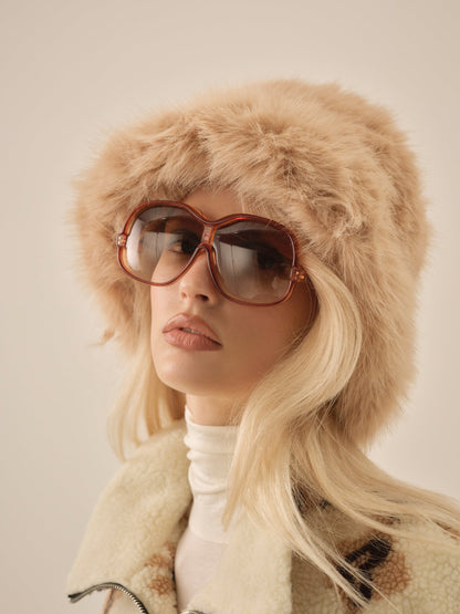 For Love and Lemons Margeux Fur Hat - Tan