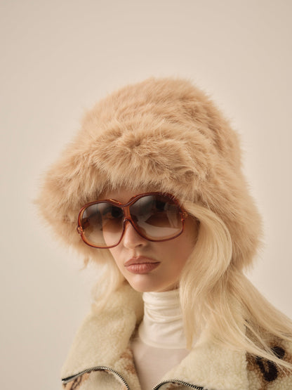 For Love and Lemons Margeux Fur Hat - Tan