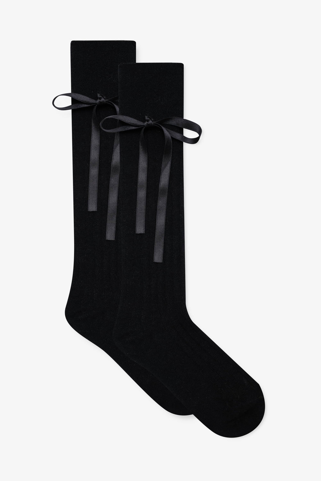 For Love and Lemons Knee-High Bow Socks - Black