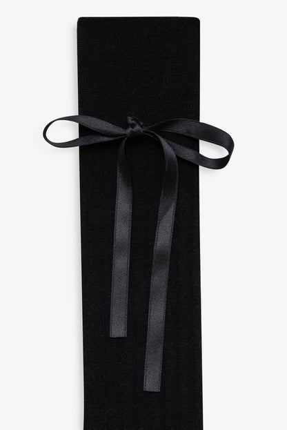 For Love and Lemons Knee-High Bow Socks - Black