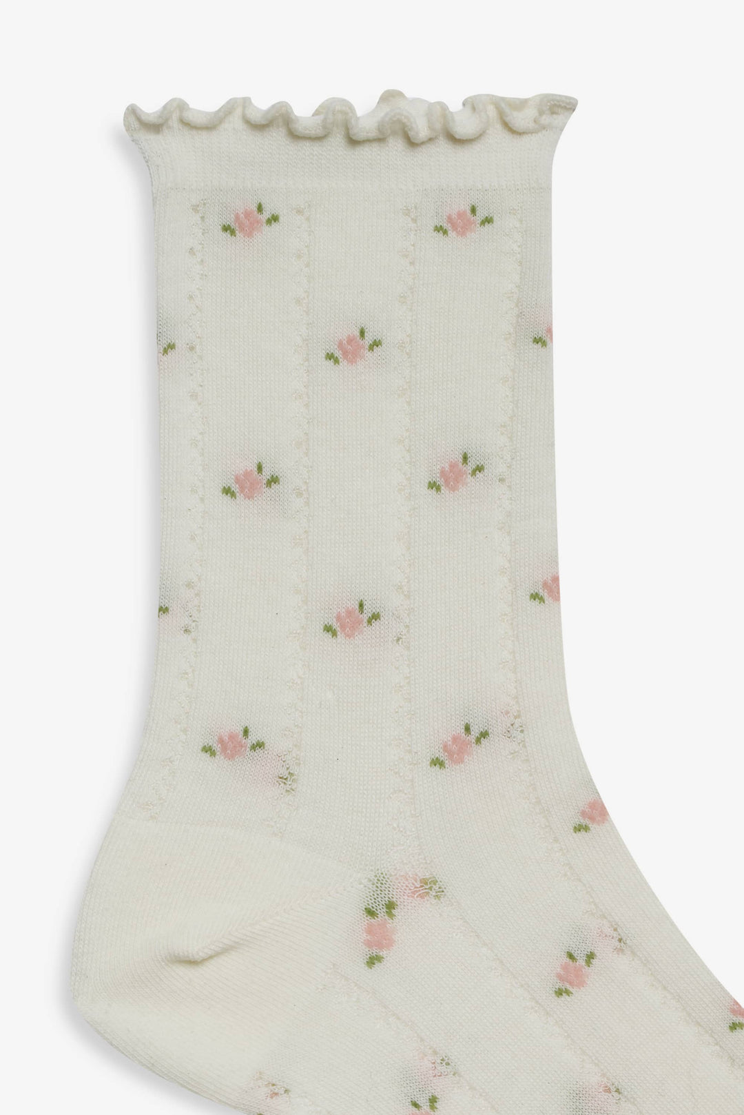For Love and Lemons Pointelle Floral Crew Socks - Cream