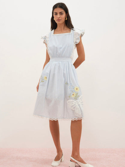 For Love and Lemons Bluebell Gingham Apron - Blue