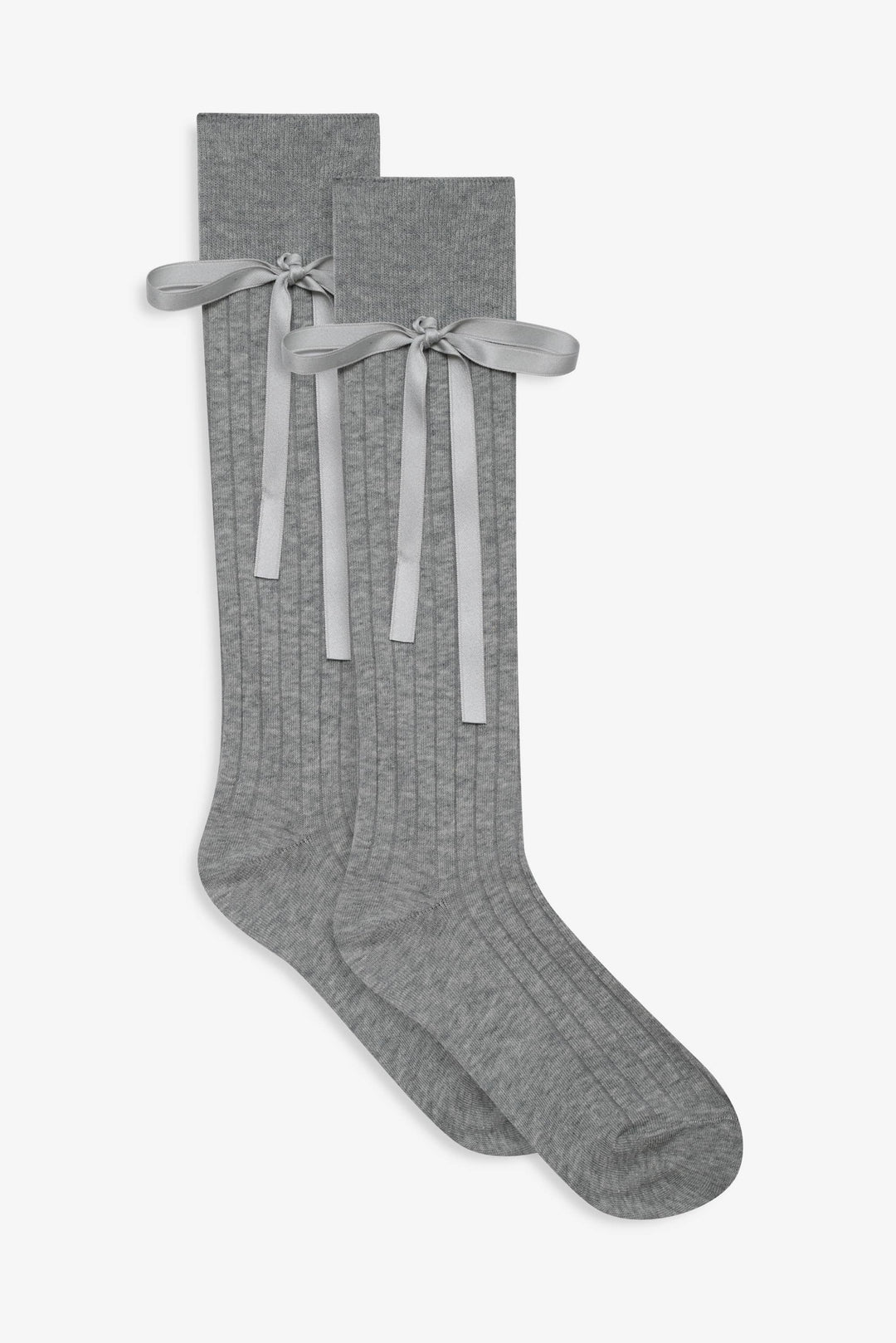 For Love and Lemons Knee-High Bow Socks - Grey