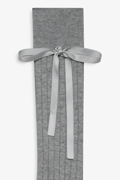 For Love and Lemons Knee-High Bow Socks - Grey