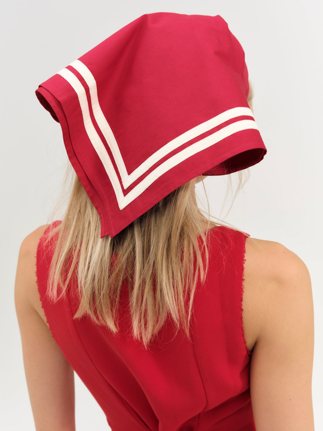 For Love and Lemons Helena Poplin Striped Headscarf - Red