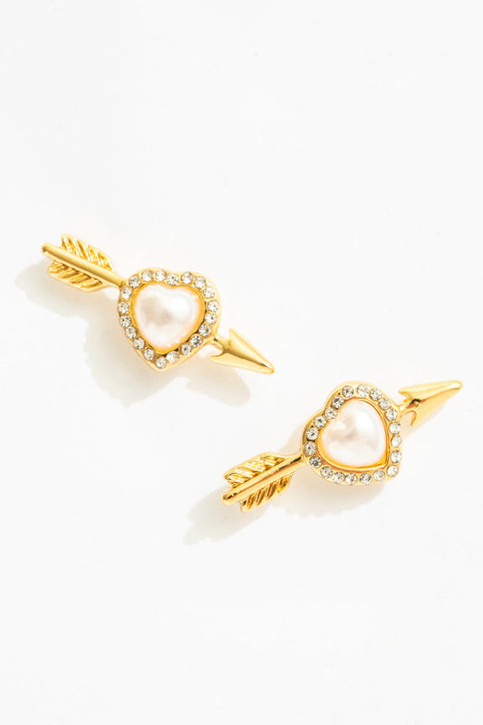 For Love and Lemons Cupid Heart Stud Earrings - White