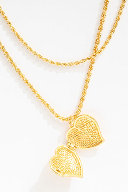 For Love and Lemons Lottie Layered Heart Locket - Gold