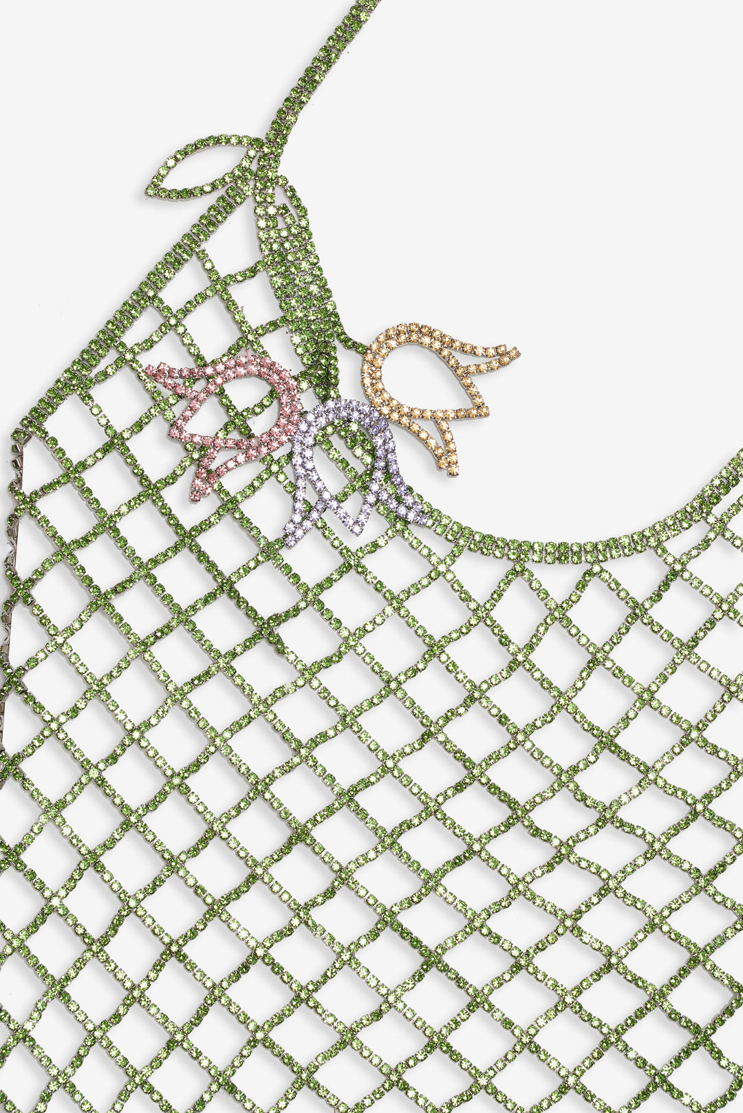 For Love and Lemons Tulip Grid Rhinestone Dress - Green
