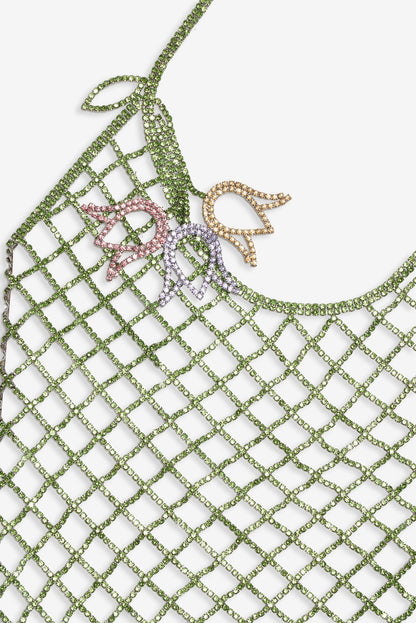 For Love and Lemons Tulip Grid Rhinestone Dress - Green