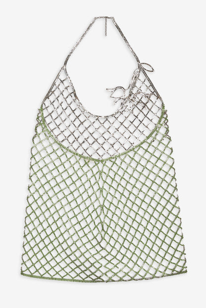 For Love and Lemons Tulip Grid Rhinestone Dress - Green