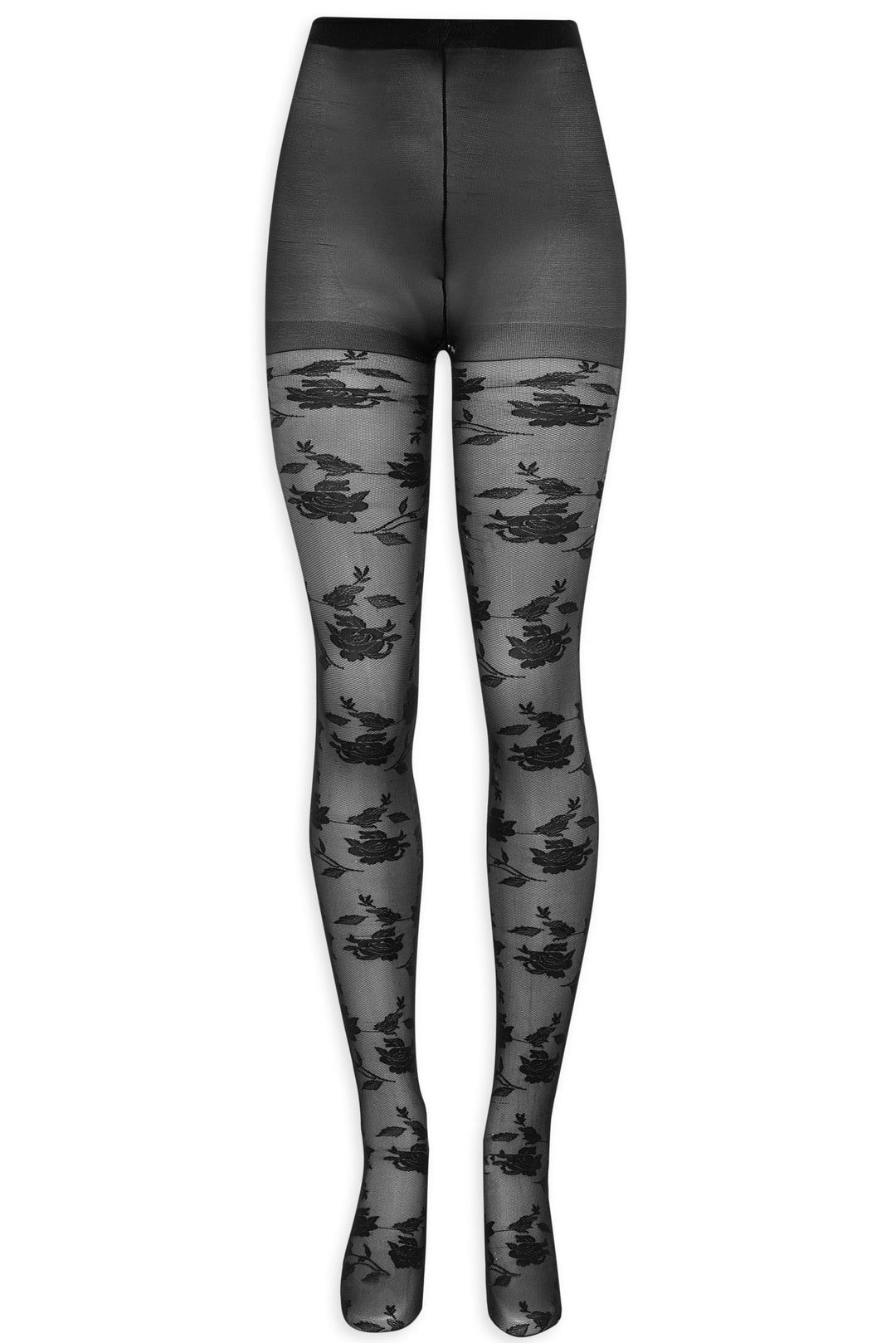 For Love and Lemons Floral Knit Tights - Black