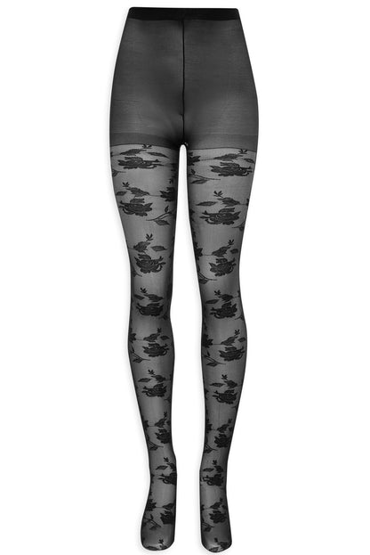 For Love and Lemons Floral Knit Tights - Black