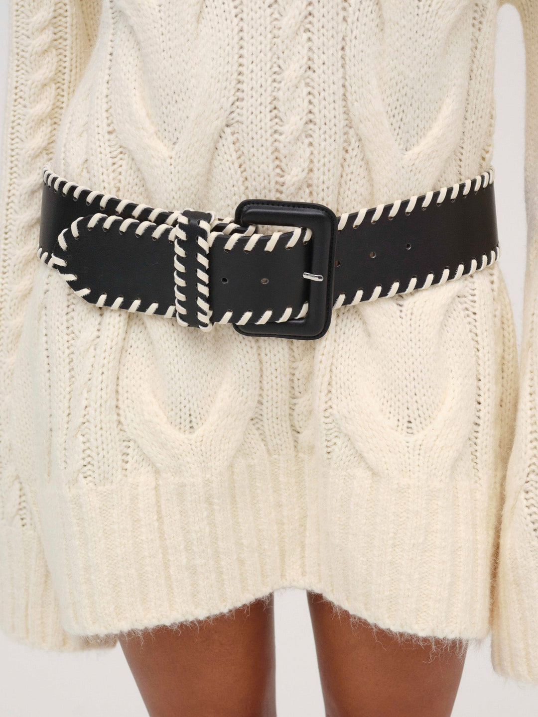 For Love and Lemons Wide Stitch Belt - Black