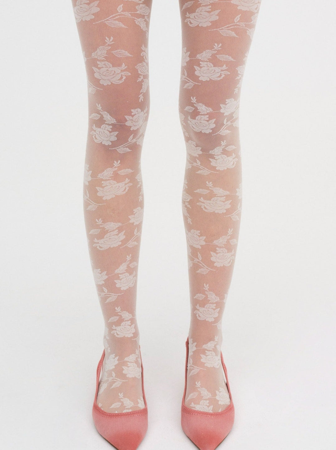 For Love and Lemons Floral Knit Tights - White