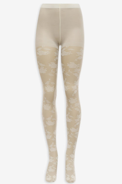 For Love and Lemons Floral Knit Tights - White