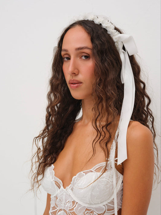 For Love and Lemons Addison Flower Crown - White