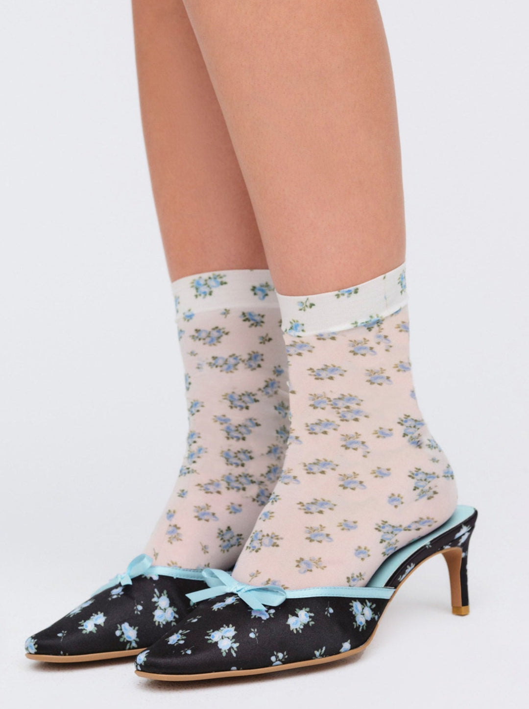 For Love and Lemons Floral Socks - Blue