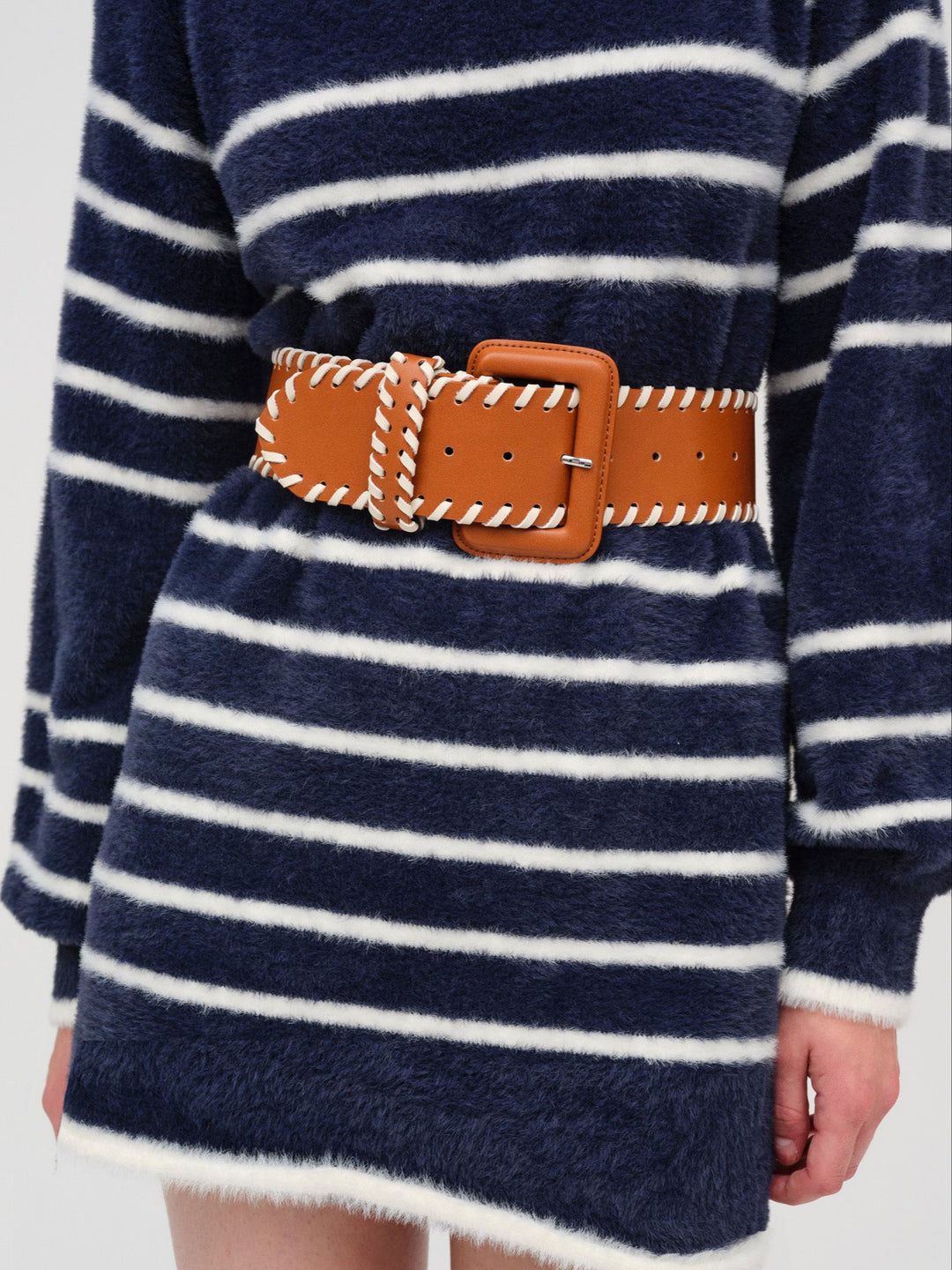 For Love and Lemons Wide Stitch Belt - Brown