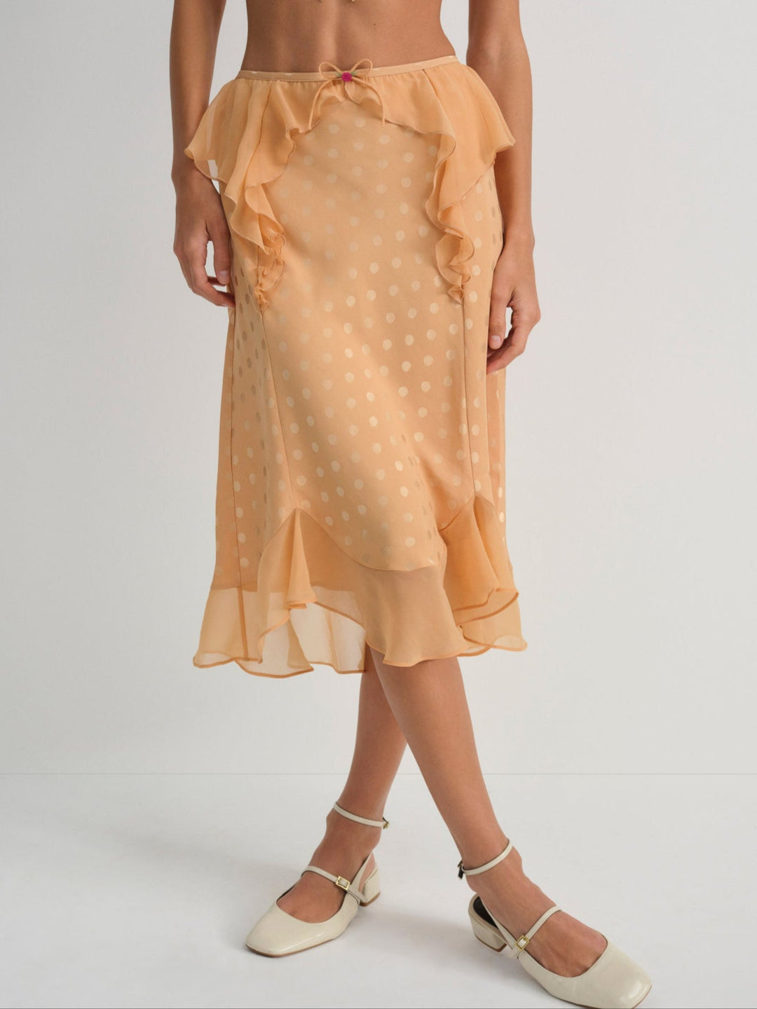 For Love and Lemons Glimmer Rosebud Midi Skirt - Rose Gold