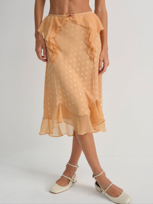 For Love and Lemons Glimmer Rosebud Midi Skirt - Rose Gold