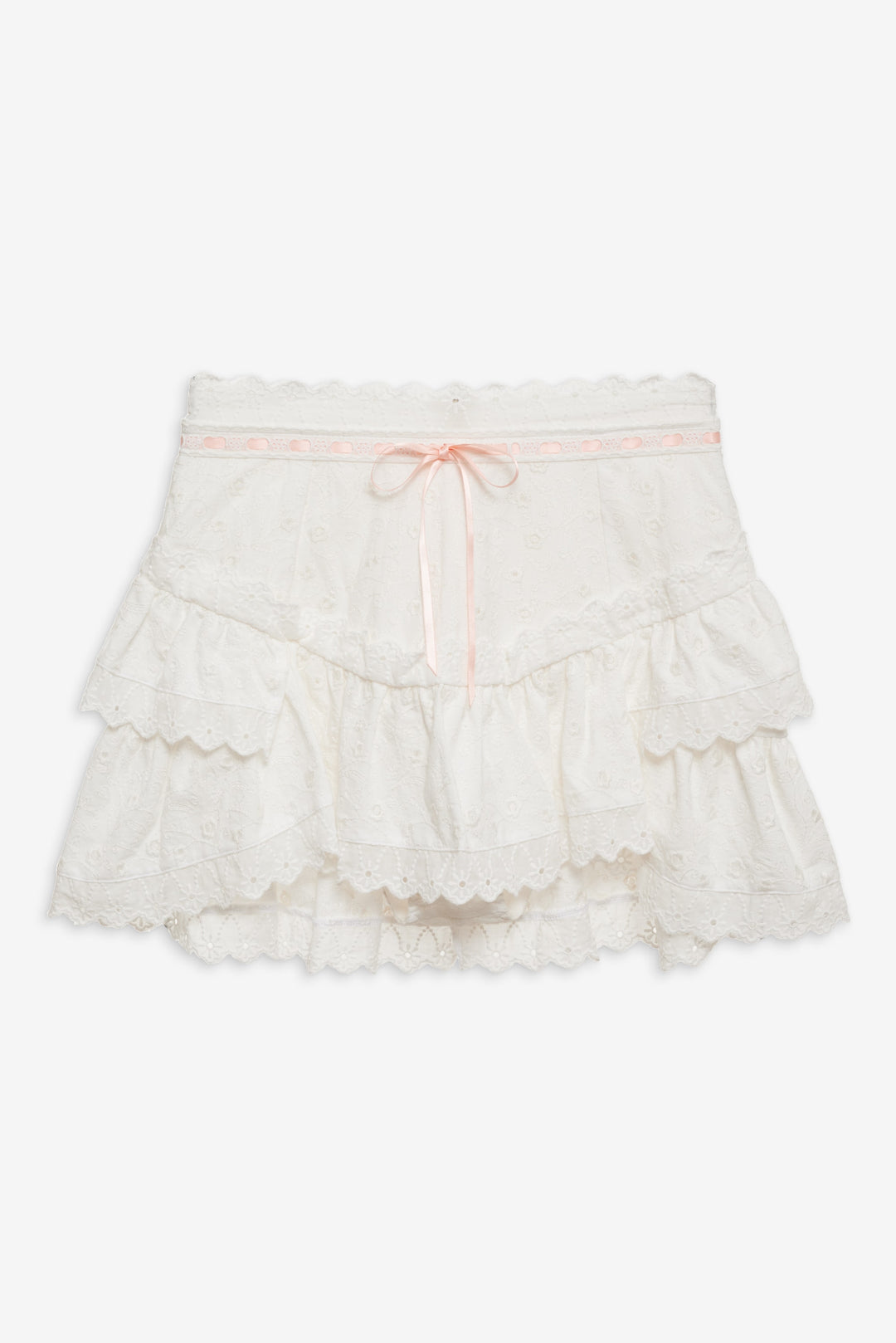 For Love and Lemons Summer Swirl Eyelet Mini Skirt - White