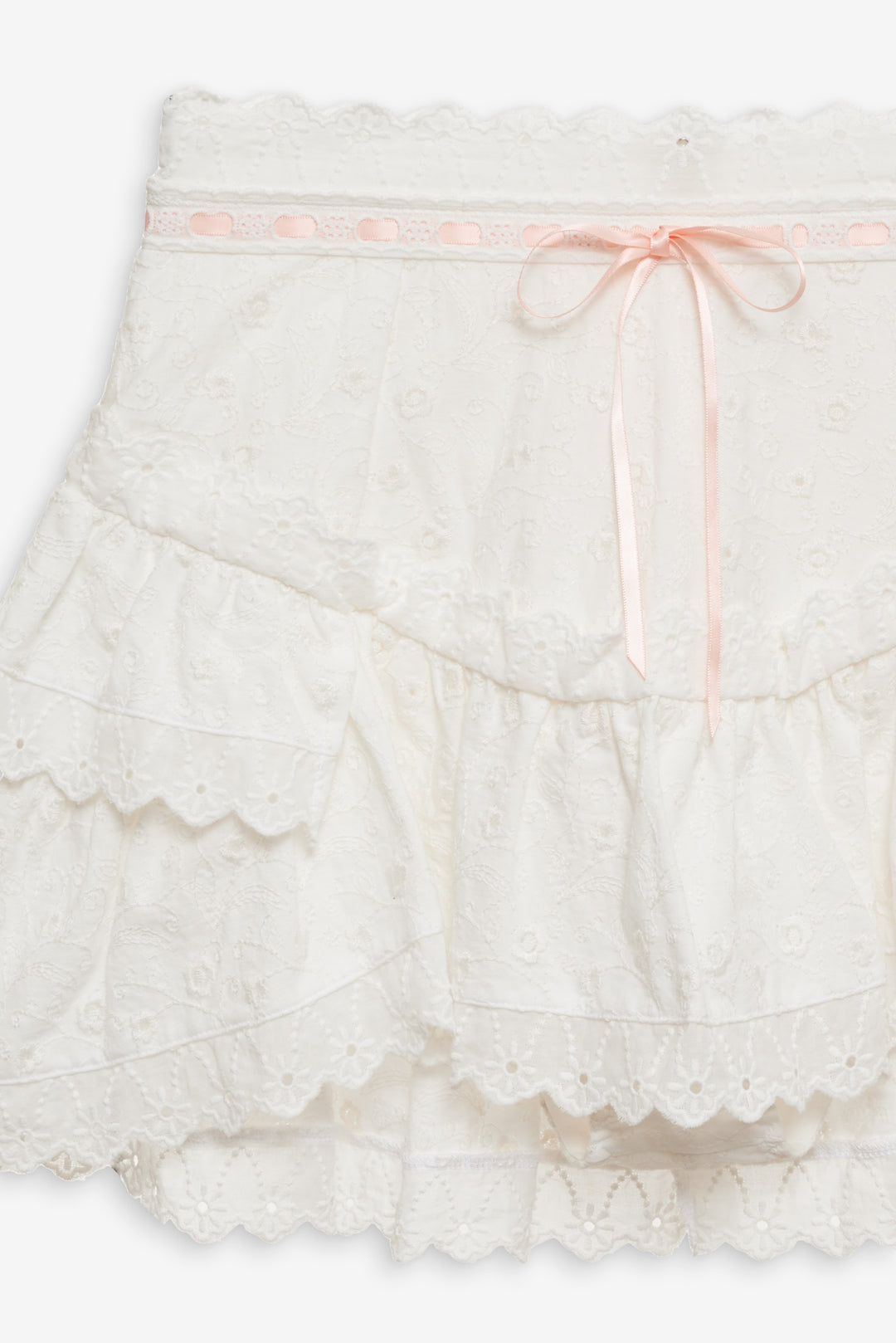 For Love and Lemons Summer Swirl Eyelet Mini Skirt - White