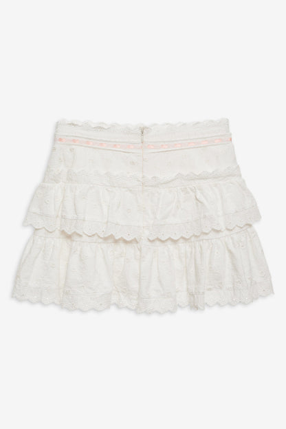 For Love and Lemons Summer Swirl Eyelet Mini Skirt - White