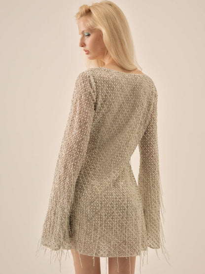 For Love and Lemons Twinkle Sequin Mini Dress - Silver