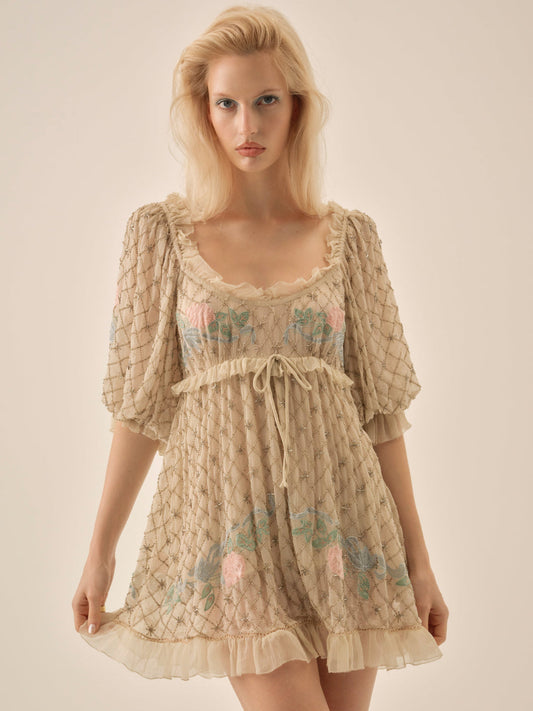 For Love and Lemons Spellbound Rose Mini Dress - Pale Pink