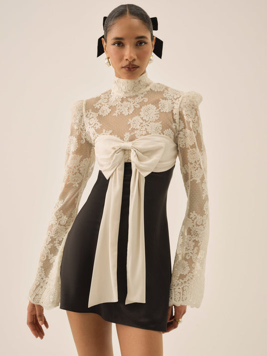 For Love and Lemons Grace Lace Mini Dress - Cream