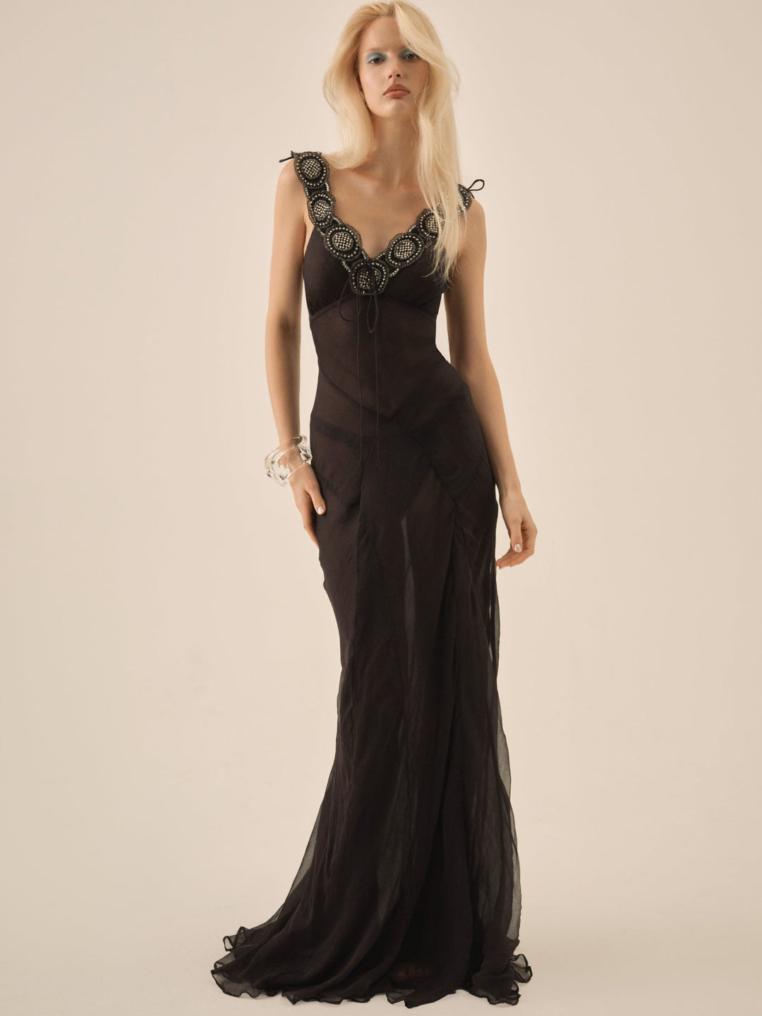 For Love and Lemons Willa Silk Gown - Black