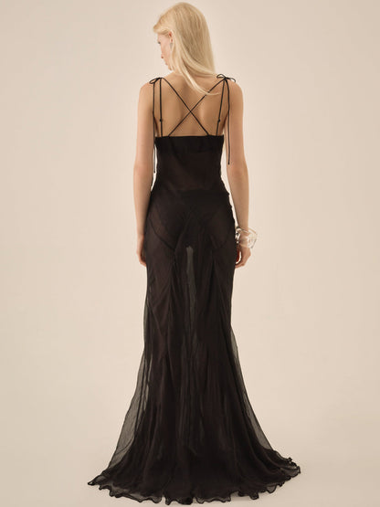 For Love and Lemons Willa Silk Gown - Black