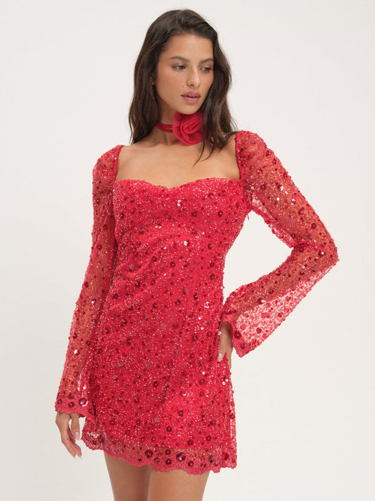 For Love and Lemons Gwendolyn Mini Dress - Red