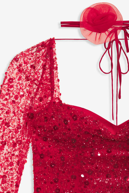 For Love and Lemons Gwendolyn Mini Dress - Red