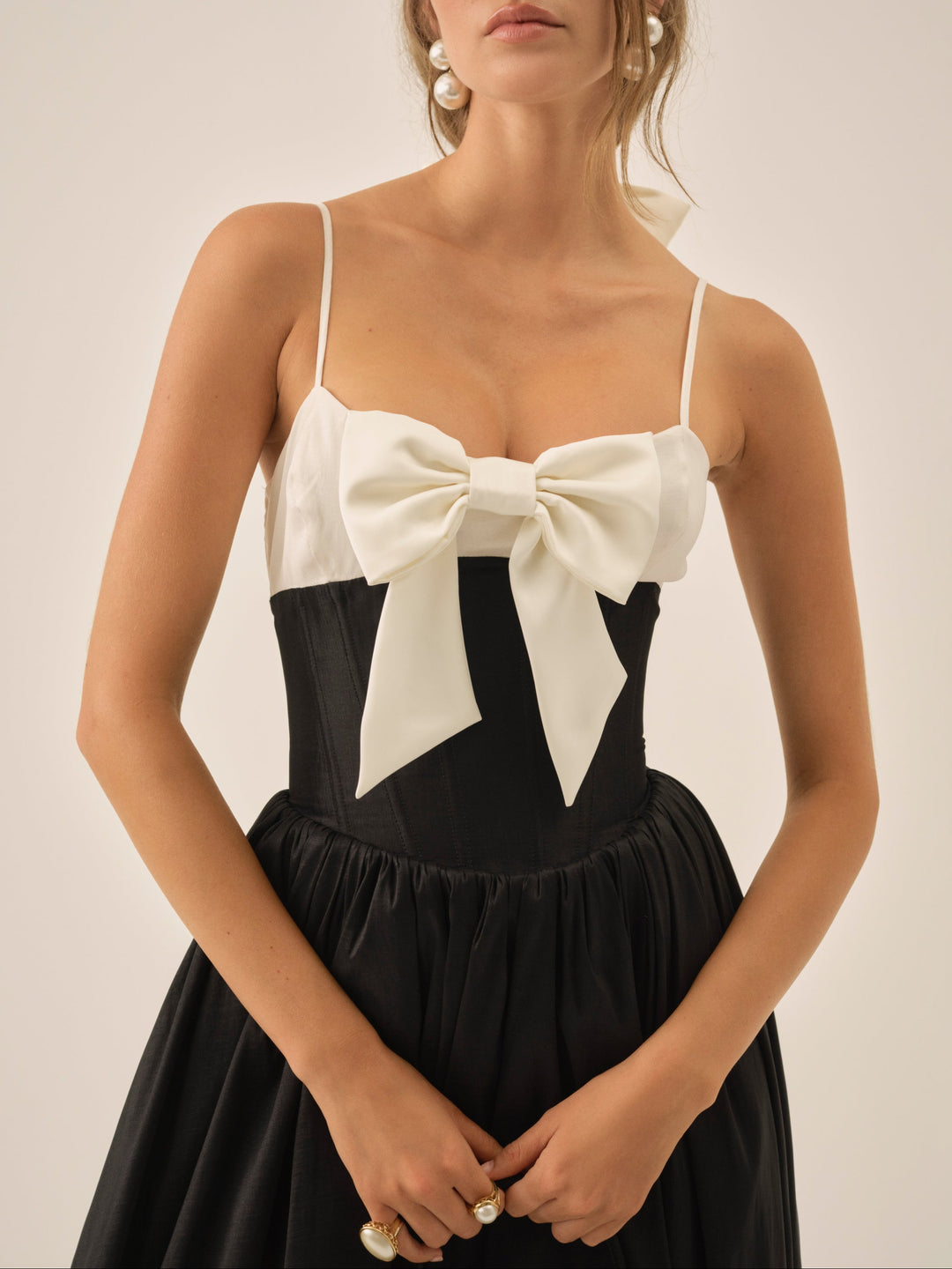 For Love and Lemons Emalie Taffeta Midi Dress - Black