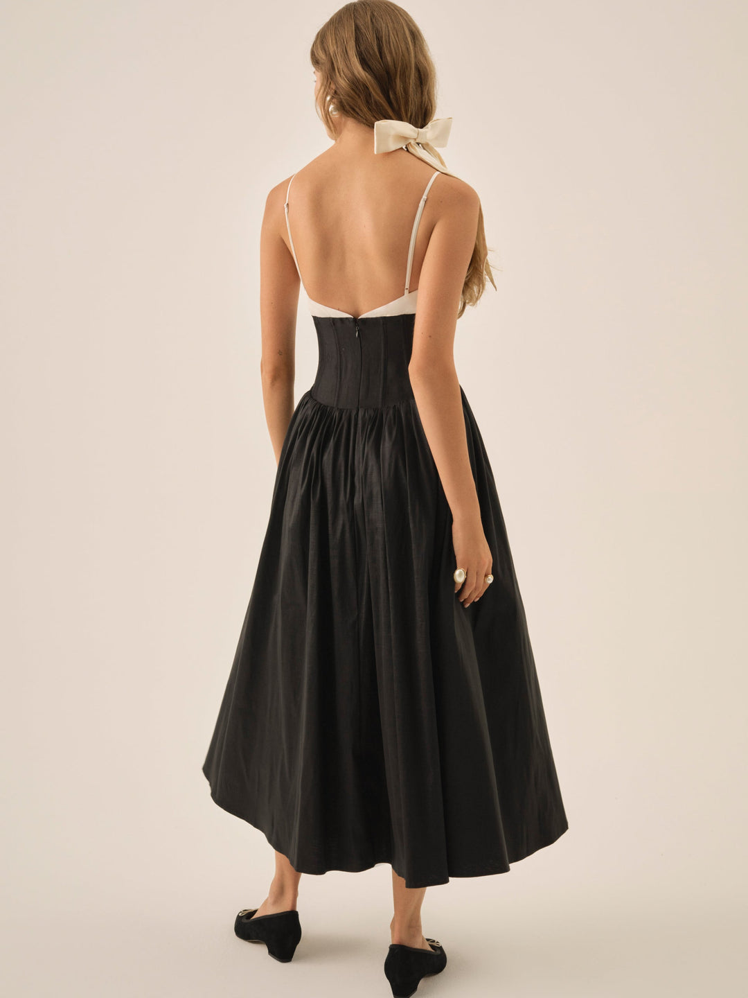 For Love and Lemons Emalie Taffeta Midi Dress - Black