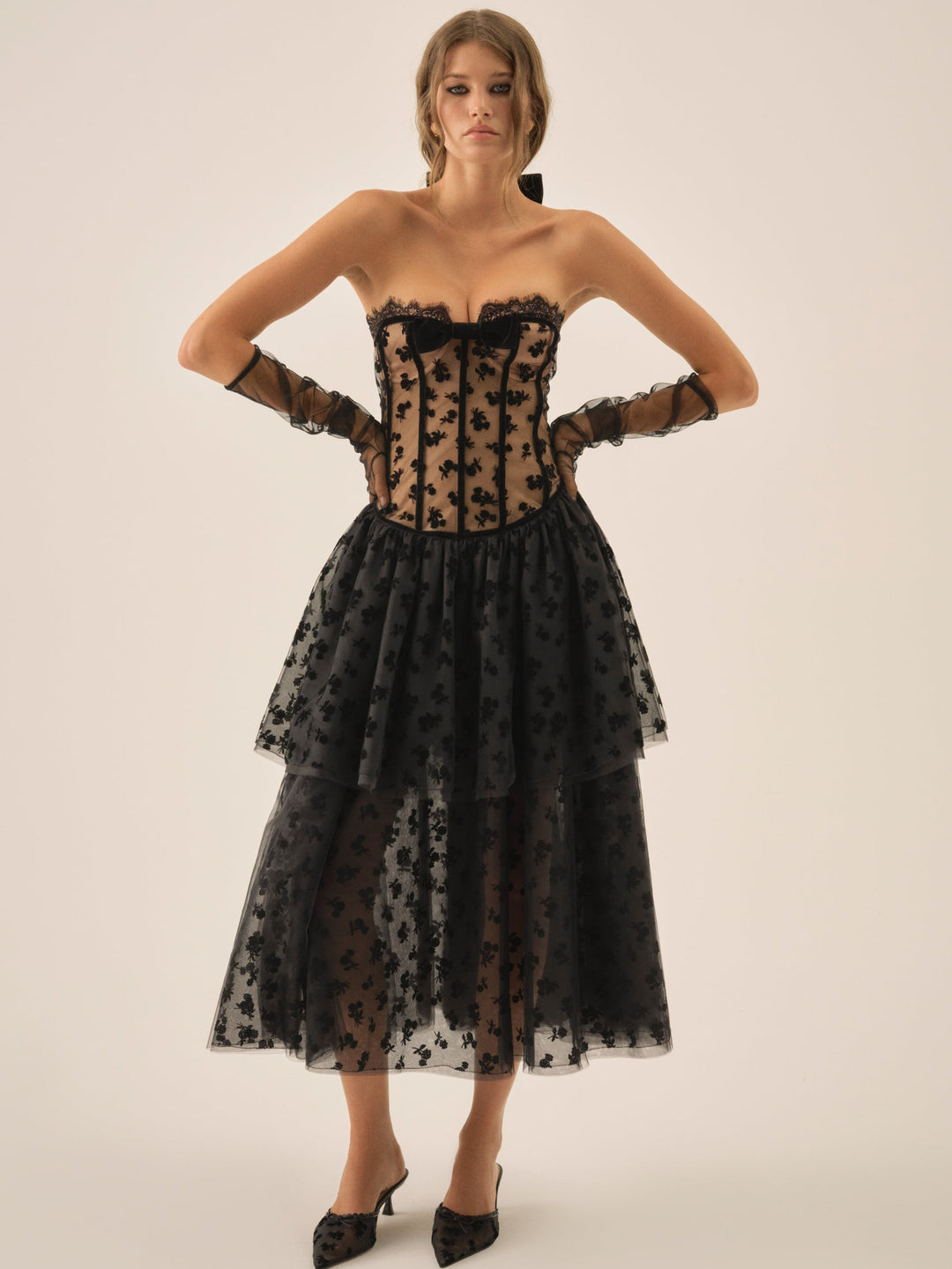 For Love and Lemons Dionne Midi Dress - Black