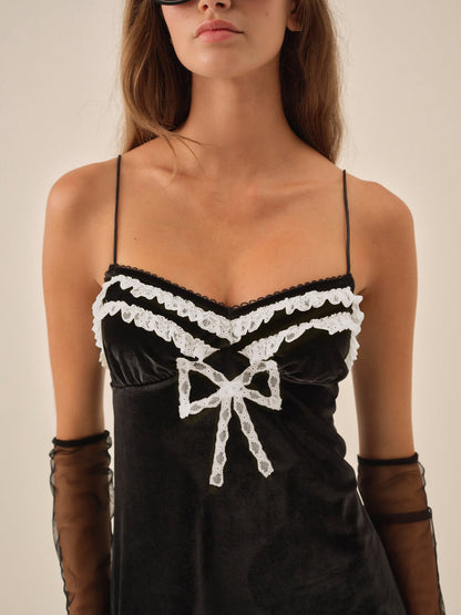 For Love and Lemons Claire Velvet Mini Dress - Black