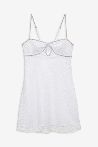 For Love and Lemons Glitter Slip Dress - White