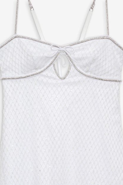 For Love and Lemons Glitter Slip Dress - White