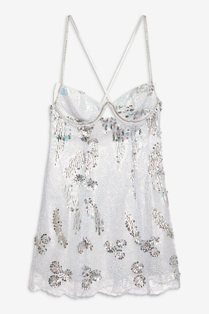 For Love and Lemons Opal Mini Dress - Silver