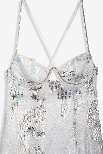 For Love and Lemons Opal Mini Dress - Silver