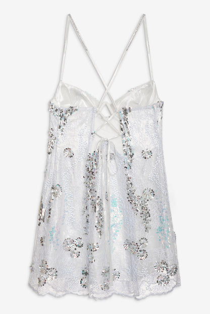 For Love and Lemons Opal Mini Dress - Silver