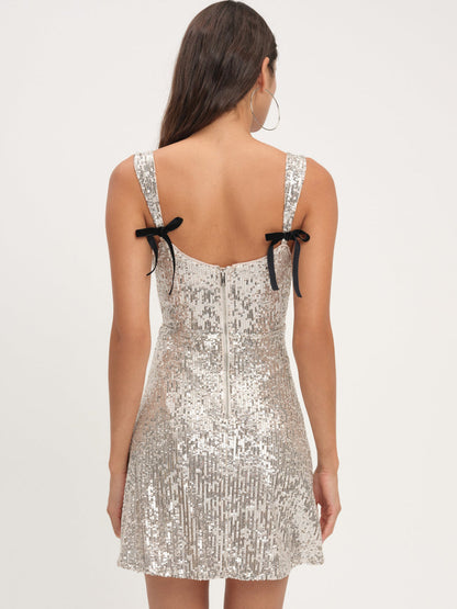 For Love and Lemons Candice Mini Dress - Silver
