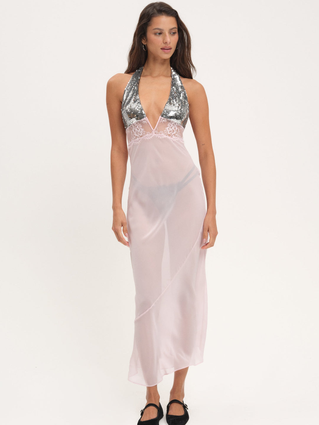 For Love and Lemons Maia Maxi Slip Dress - Pink