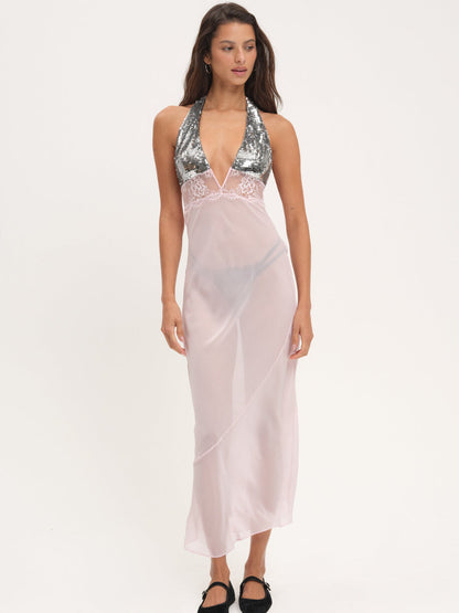 For Love and Lemons Maia Maxi Slip Dress - Pink